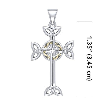 Celtic Cross Silver & 18K Gold Plated Pendant MPD1819 - Jewelry